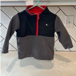 CARTER'S 12 Month 1/4 Zip Sweatshirt Gray Black Red Layering Jacket Cozy Soft